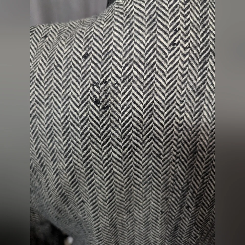 Vintage 80s Cashmere Wool Herringbone Puff Shoulder Cropped Jacket Sz 4 - Picture 15 of 15
